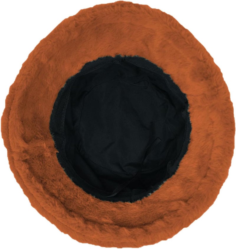 Glory Max Winter Fluffy Plush Bucket Hat Cozy Faux Fur Wide Brim Adjustable Size for Women - Image 3
